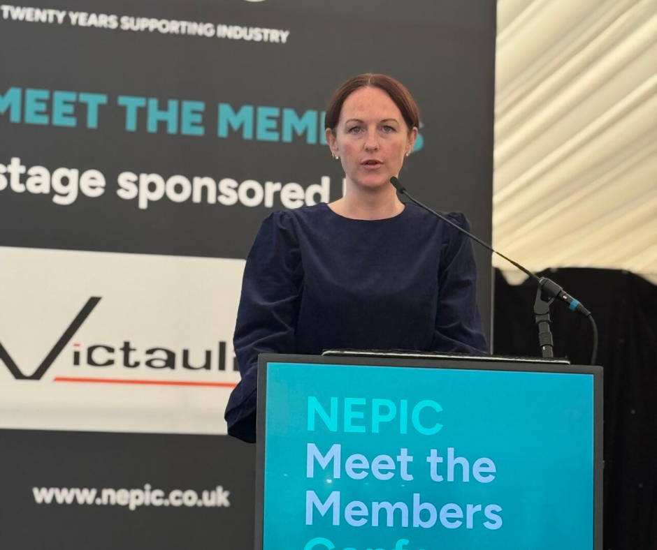 Lola McEvoy. MP of Darlington, speaking at NEPIC