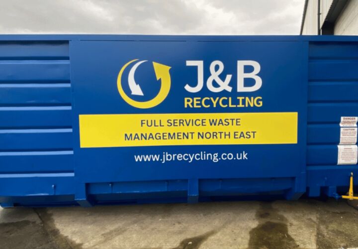 J&B Recycling large blue RoRo skip
