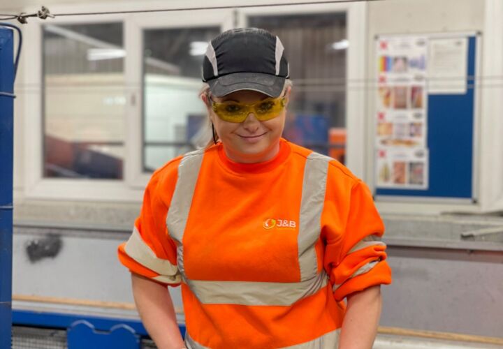 Team member at recycling site, J&B Recycling in Hartlepool