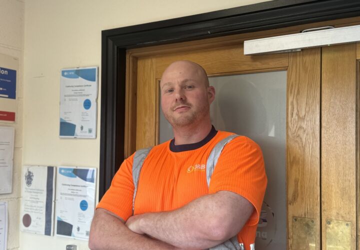 J&B Recycling team member in office