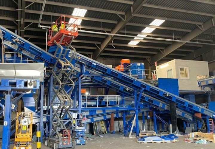 Photo of inside of J&B recycling plant in Hartlepool