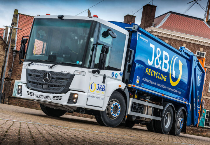 Econic 2630 JB Recycling truck at Hartlepool Marina