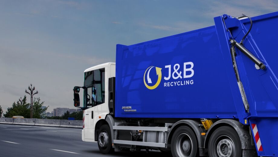 Large recycling wagon with J&B recycling logo